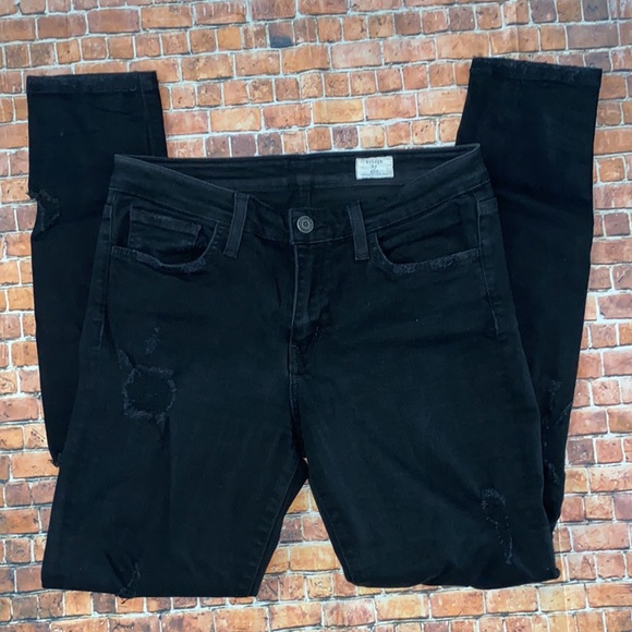 Black Stretch Distressed Skinny Jeans - Picture 3 of 8